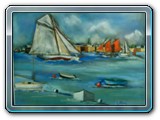 bateaux devant Port-Louis 40x30